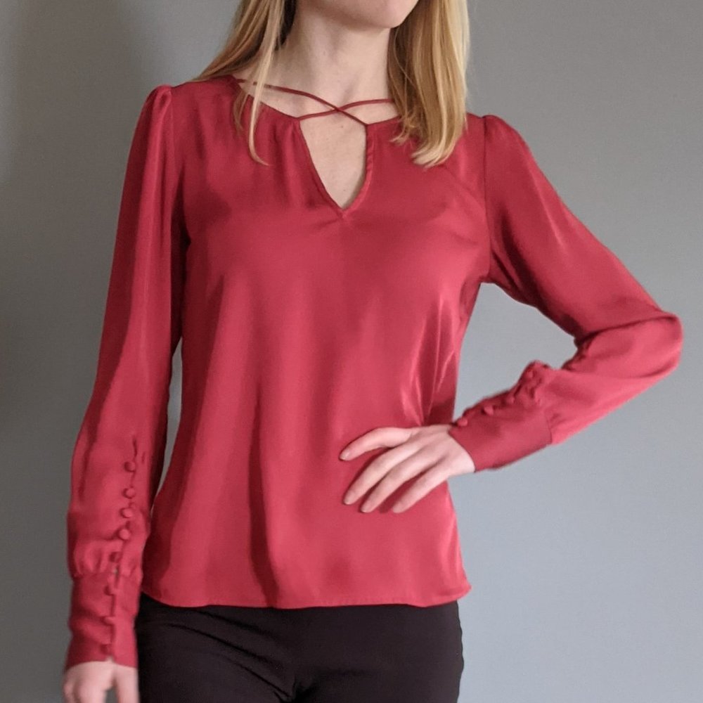 Express Red Satin Blouse- Size XS
